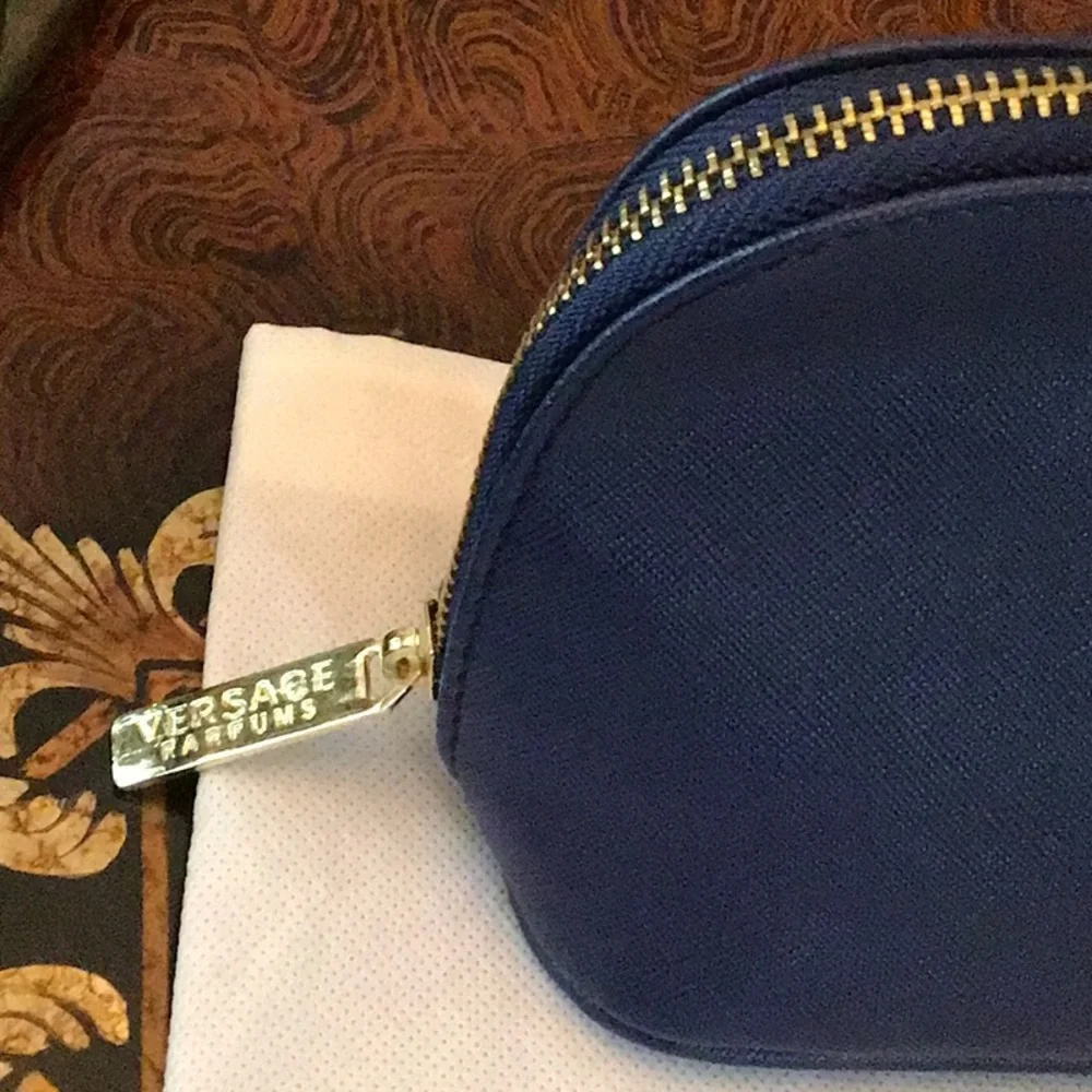 Versace Parfums Blue Cosmetic Bag New